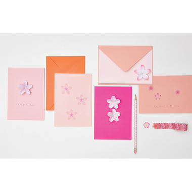 RICO DESIGN Kartenset B6 300302 Sakura Mix 24 Stück