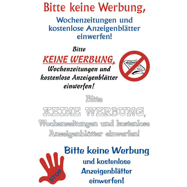 Z-DESIGN Sticker Home 59508 Keine Werbung 1 pezzi