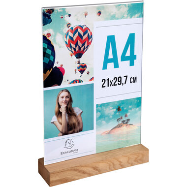 EXACOMPTA Présentoir de table A4 84258D transparent, bois haut