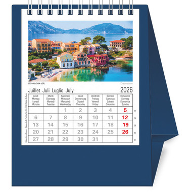 NOVOS Tischkalender Europa 2026 500046 1M/1S dunkelblau ML 11.5x14cm