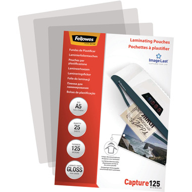 FELLOWES Pochettes à plastifier A5 5396101 brillant, 125my 25 pcs.