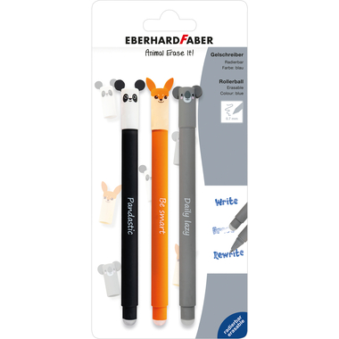 EBERHARD FABER Gelschreiber Erase It 0.7mm 582123 Animal 3 Stück