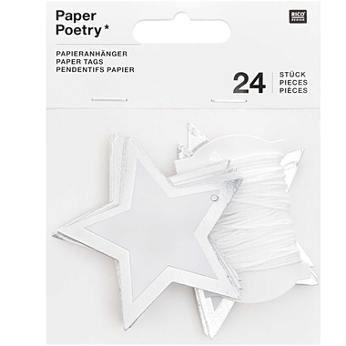 RICO DESIGN Étiquette cadeau étoiles 6.5cm 99001.85.31 silber 24 pièces