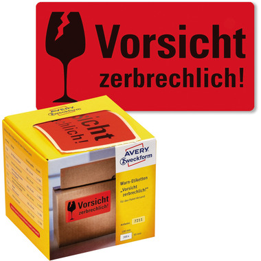 AVERY ZWECKFORM Warnetiketten 100x50mm 7211 neonrot 200 Stück