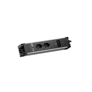 Bachmann built-in socket strip STEP ALU 2xT13 90° 1xUSB C/C 45W black