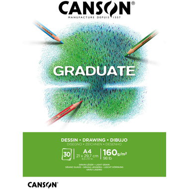 CANSON Zeichenblock Graduate A4 400110365 weiss, 160g 30 Blatt