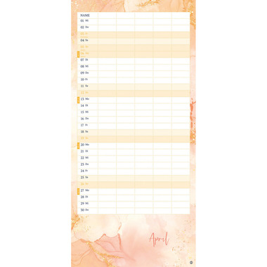 HEYE Familienplaner Watercolor 2026 23447+26 1M/1S DE 5 Spalten 21x45cm