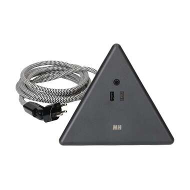 Max Hauri Steckdosenleiste Pyramide, Schwarz 2x T13, USB A+C 18W