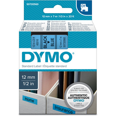 DYMO Ruban D1 noir/bleu S0720560 12mm/7m