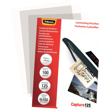 FELLOWES Pochettes à plastif. 75x105 5306901 brillant, 125my 100 pcs.