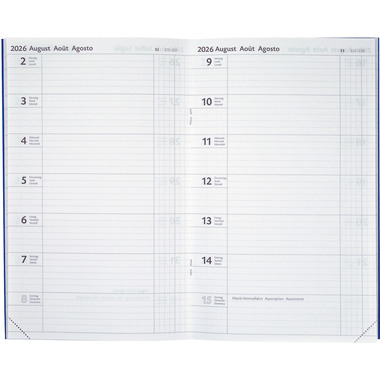 BIELLA Agenda Compact 2026 807370050026U 1S/2P bleu ML 15x24cm