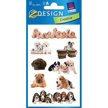 Z-DESIGN Sticker Creative 55972 Hundekinder 3 Stück