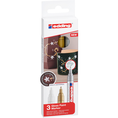 EDDING Paintmarker 750 2-4mm 750-E3-met gold/silver/white 3 pezzi