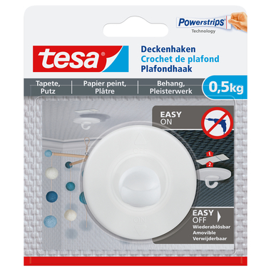 TESA Crochet de plafond adh. 0,5kg 77781-00000 Papier peint & plâtre