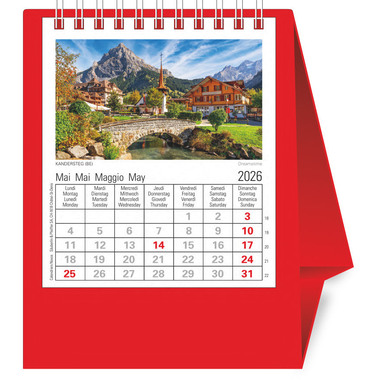 NOVOS Calend. tavolo Helvetia 2026 501012 1M/1P rosso ML 11.5x14cm