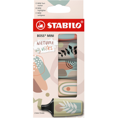 STABILO Boss mini surligneur 2-5mm 07/05-31-10 Naturevibes, étui 5 pièces