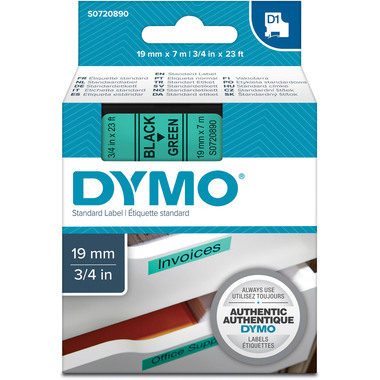 DYMO Ruban D1 S0720890 noir/vert 19mm/7m