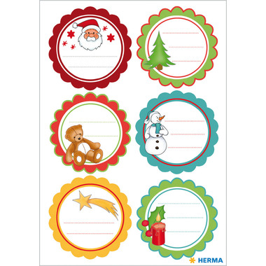 HERMA Sticker Geschenk Weihnachten 15258 12 Stück /2 Blatt