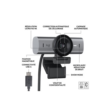 Logitech Webcam MX Brio 4K Grafite