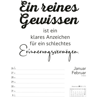 HARENBERG Wochenplaner 2026 3310134+26 Sprüche-Kalender DE 25x35.5cm