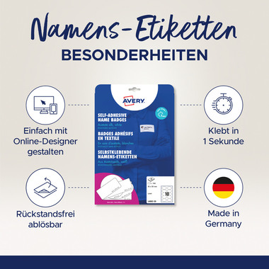 AVERY ZWECKFORM Namensetiketten 85x50mm L4882-20 weiss 20 Blatt/200 Stk.