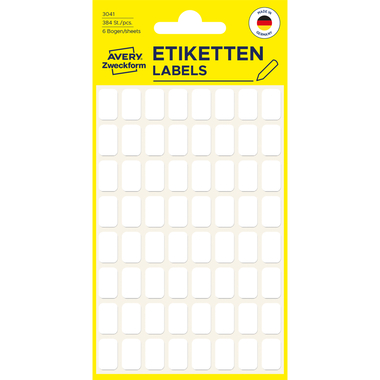 AVERY ZWECKFORM Haushaltetiketten 13×8mm 3041 weiss 384 Stück