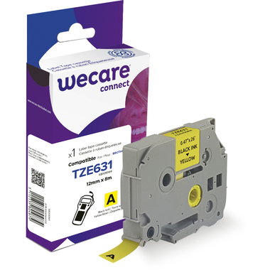 WECARE Natro, plastific. nero/giallo Tze-631WE sostit. Ptouch Tze-631 12mm