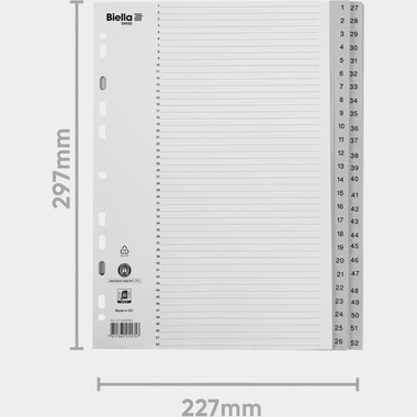 BIELLA Register PP A4 47145200U grau 1-52