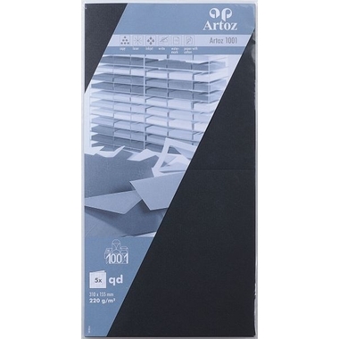 ARTOZ Cartes 1001 310x155mm 107452262 220g, noir 5 feuilles