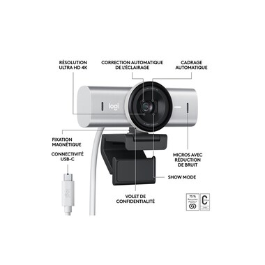 Logitech Webcam MX Brio 4K Pale Grey