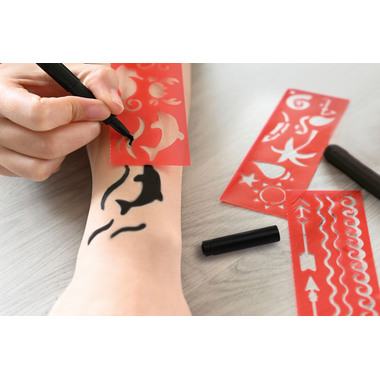 EBERHARD FABER Tattoostifte Set 559597 schwarz, Schablonen 2 Stk.