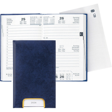 BIELLA Geschäftsagenda Disponent 2026 807401050026U 1T/1S blau ML 10.1x16cm