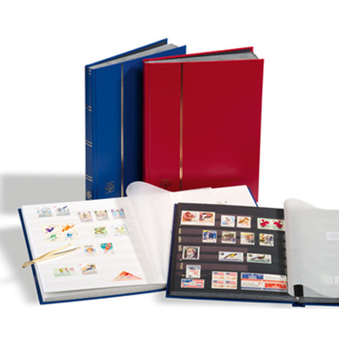 Classeur à bandes BASIC pour timbres-poste, 32&nbsp;pages, rouge A4, pages noires