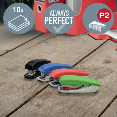 LEITZ Agrafeuse Mini NeXXT Recycle 5617-00-25 rouge, CO2 neutre 10 feuilles