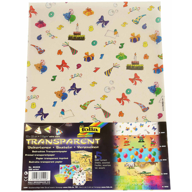 FOLIA Papier calque 80409 Kids 5 feuilles, ass.