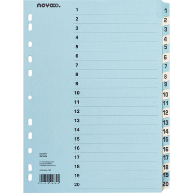 NOVOOO Kartonregister A4 40551 blau/beige 1-20