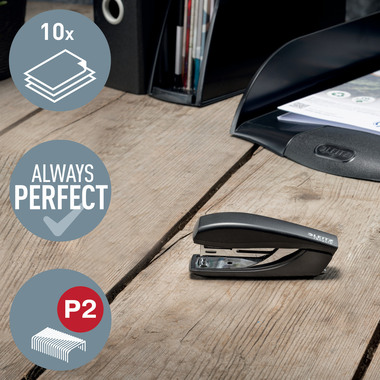 LEITZ Heftgerät Mini NeXXT Recycle 5617-00-95 schwarz, CO2 neutral 10 Blatt