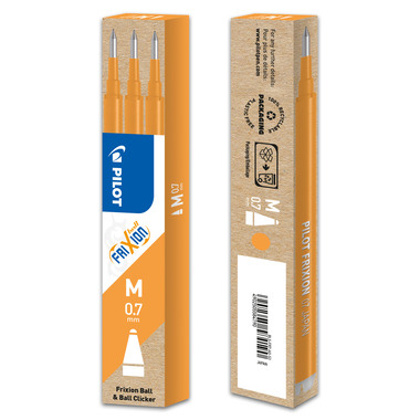PILOT FriXion Refill 0.7mm BLS-FR7-AO apricot-orange 3 pezzi