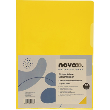 NOVOOO Pro Sichtmappen 140my A4 400197667 gelb glatt 10 Stück