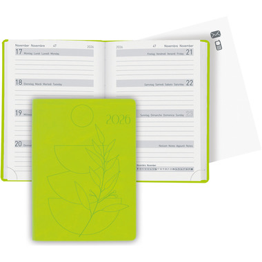 BIELLA Taschenagenda Memento 2026 825715310026U 1W/2S hellgrün ML 10.1x14.2cm