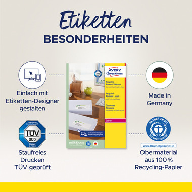 AVERY ZWECKFORM Etichette indir. 63,5x38,1mm LR7160100 recycling 2100 pezzi