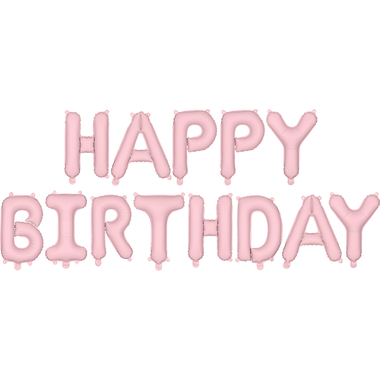 PARTYDECO Ballon en plastique 340x35cm FB6T-081J Happy Birthday rose