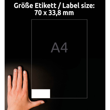 AVERY ZWECKFORM Etiketten 70×33,8mm 3664 weiss 2400 Stk./100 Blatt