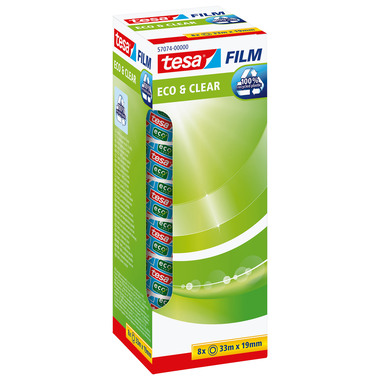 TESA Ruban adh.Eco & Clear 19mmx33m 570740000 8 rouleaux