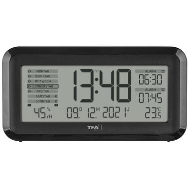 TFA Dostmann Réveil radio-piloté Boxx2 Noir