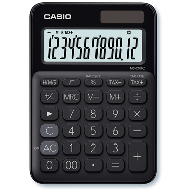 CASIO Calculatrice Mini MS20UCBK 12 chiffres noir