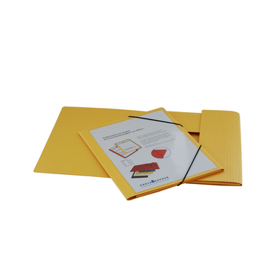 EROLA Gummibandmappe 650my A4 33299S gelb Pressspan mit Fronttasche