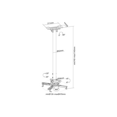 NEOMOUNTS Fixation de plafond CL25-550BL1 Noir