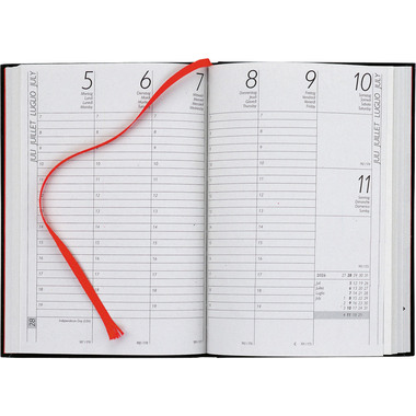 BIELLA Taschenagenda Longatti 2026 832714020026U 1W/2S schwarz ML 10.4x14.8cm