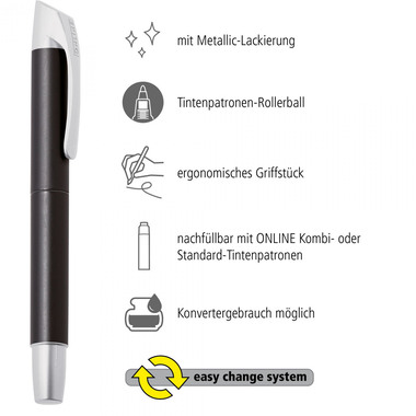 ONLINE Patrone Tintenroller 0.7mm 61152/3D Soft Black